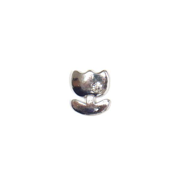 Silver Flower with Rhinestone - Floating Charm