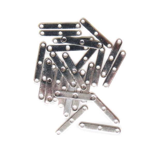 Spacer Bar, Silver Plated Brass-3x19mm, 3strand; 25pcs