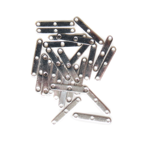 Spacer Bar, Silver Plated Brass-3x19mm, 3strand; 25pcs