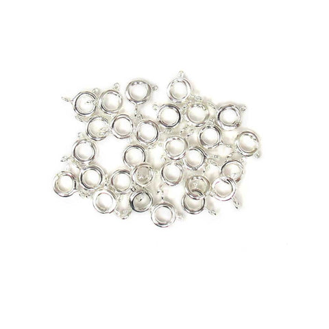Spring Ring Clasp, Silver Plated Brass-6mm; 25pcs