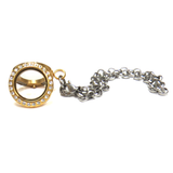 19mm Stainless Steel Round Locket Bracelet With Rhinestones;  Gold
