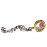 19mm Stainless Steel Round Locket Bracelet With Rhinestones;  Gold