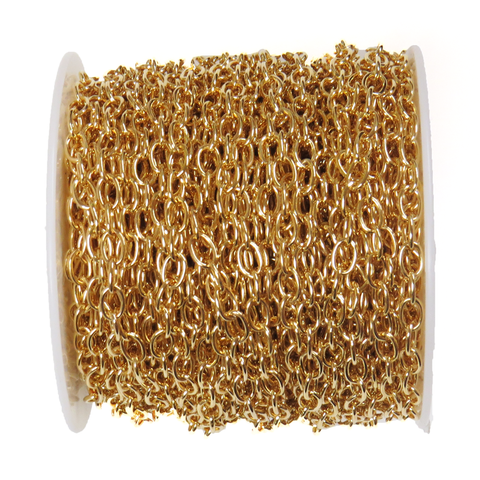 Steel Single Cable Chain; Gold- 1 foot.