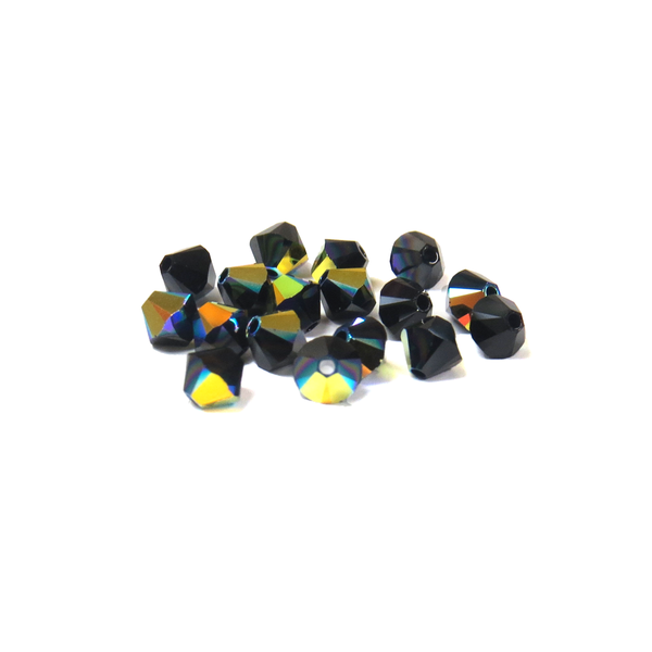 Swarovski Crystal, Bicone, 5mm - Jet AB; 20 pcs