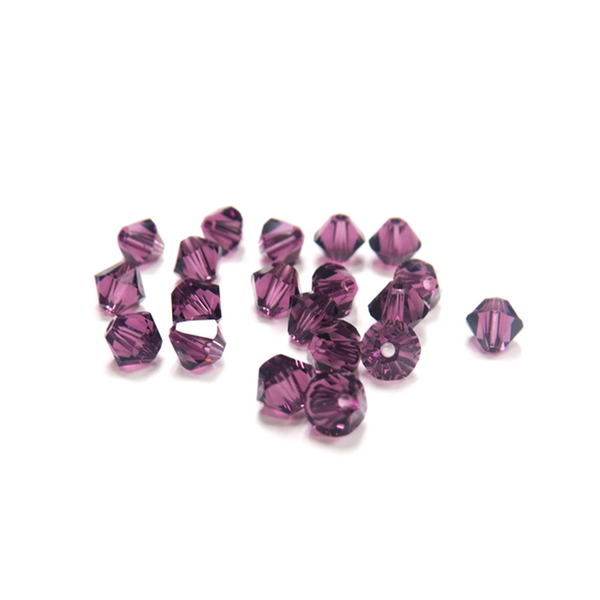Swarovski Crystal, Bicone, 4mm- Amethyst; 20pcs.