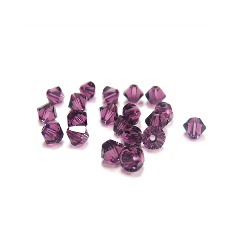 Swarovski Crystal, Bicone, 4mm- Amethyst; 20pcs.