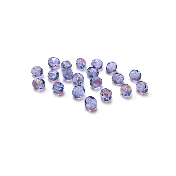 Tanzanite AB, Round Faceted Fire Polished AB- 6mm; 20pcs