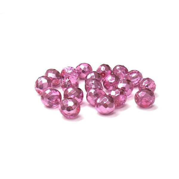 Tow Tone Metallic Pink, Round Faceted Fire Polished, 10mm - 20 pcs