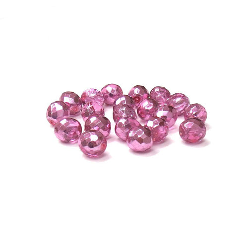 Tow Tone Metallic Pink, Round Faceted Fire Polished, 10mm - 20 pcs