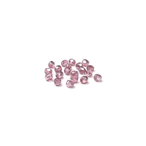 Two Tone Metallic Pink, Round Faceted Fire Polished; 4mm - 20 pcs