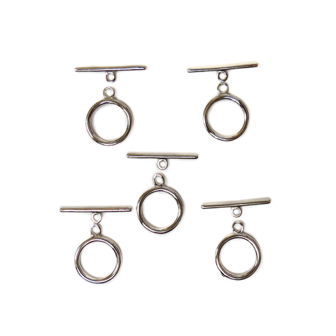 Toggle Clasp, Platinum Color Brass; 5pcs