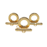 Toggle Clasp, Smooth Round Gold Plated Brass-15mm; 3pcs