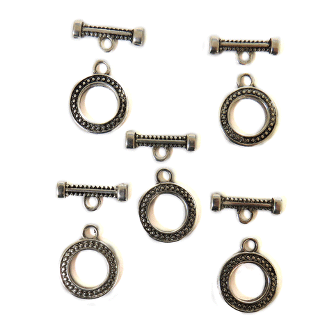 Toggle Clasp, Zinc Antique Silver; 5pcs