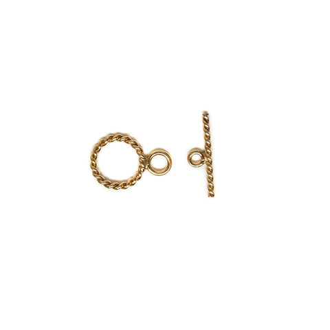 Twisted Toggle Round, Gold Filled, 10mm; 1 piece