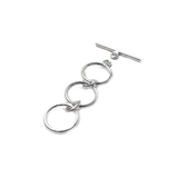 3 Rings Smooth Round Toggle Clasp, Sterling Silver, 33mm -  1 piece