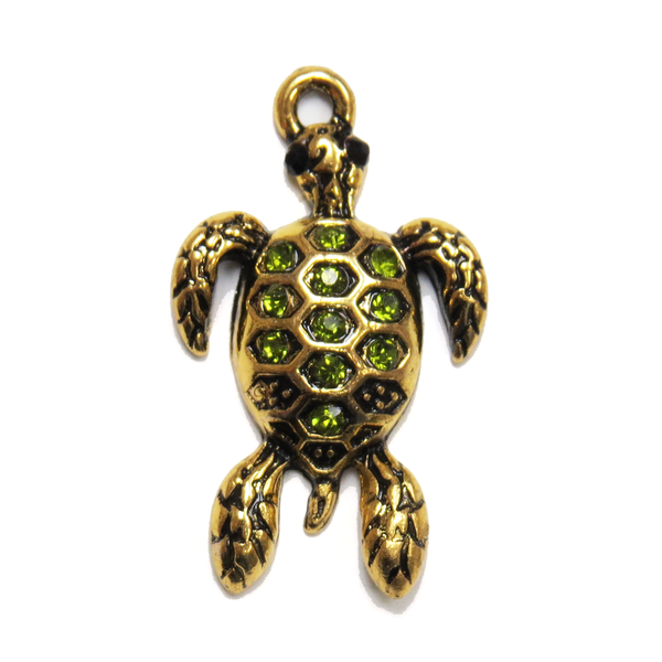 Fancy Turtle Charm; Gold