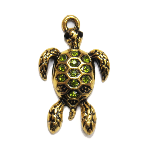 Fancy Turtle Charm; Gold