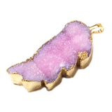 Violet Druzy Wing Pendant - Gold