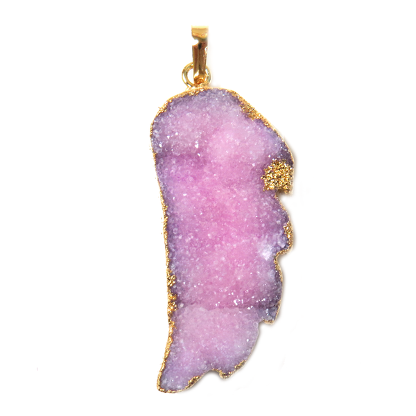 Violet Druzy Wing Pendant - Gold