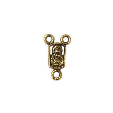 Virgin Mary Rosary Connector, Antique Gold; 1pc