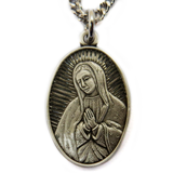 Virgin Mary Religious Necklace, 18" Long, Sterling Silver; 1 piece