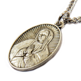 Virgin Mary Religious Necklace, 18" Long, Sterling Silver; 1 piece