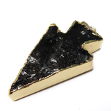 Volcano Ash Black Agate Arrow Head Pendant, Gold, 60x30mm; 1 piece