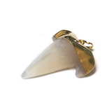 Gold Agate Shark Tooth Pendant, White Cloud, 44x37mm; 1 piece