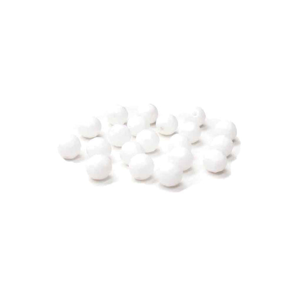 White Opaque, Round Faceted Fire Polished, 12mm