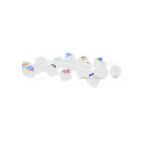 Swarovski Crystal, Bicone, White Opal AB, 6mm; 20pcs