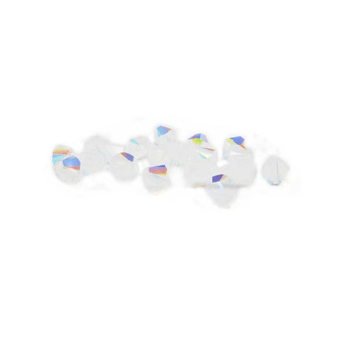 Swarovski Crystal, Bicone, White Opal AB, 6mm; 20pcs