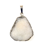 White Druzy Pendant - Silver