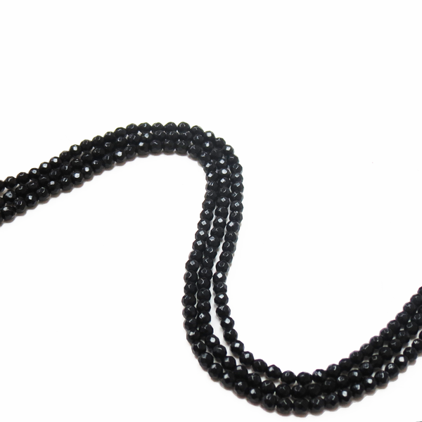 Black, Faceted Agate; 3mm