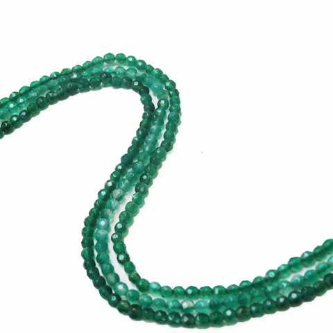 Green, Faceted Agate; 3mm