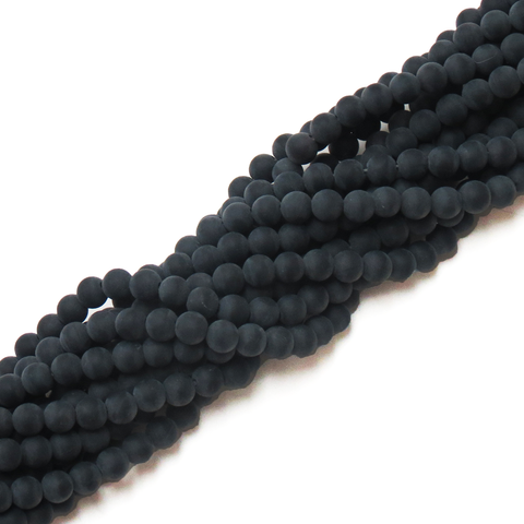 Frosted Black Agate; 6mm