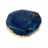 Royal Blue Agate Free Form Bead, Gold, 47mm - 1 piece