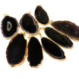 Dark Brown, Slice Agate Pendant, 70x32mm - 1 piece