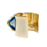 Cuff with Blue Agate, Electroplated, 2 inches - 1 piece