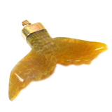Yellow Dolphin Tail Agate Pendant, Gold, 61x40mm - 1 piece