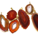 Topaz Slice Agate Pendant, Gold, 60x30mm - 1 piece
