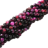 Fuschia/Black, Faceted Fire Agate; 8mm