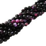 Fancy Black/Pink, Faceted Fire Agate; 10mm