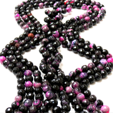 Fancy Black/Pink, Faceted Fire Agate; 10mm