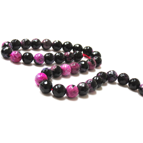 Fancy Black/Pink, Faceted Fire Agate; 10mm