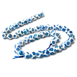 Agate, Round Faceted Print, Blue-8mm
