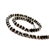 Stripes Faceted Agate, Black; 6mm