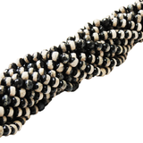 Stripes Faceted Agate, Black; 6mm