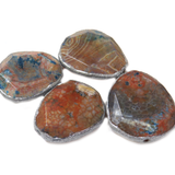 Faceted Glitter Agate Bead, Silver, 47x40mm - 1 piece