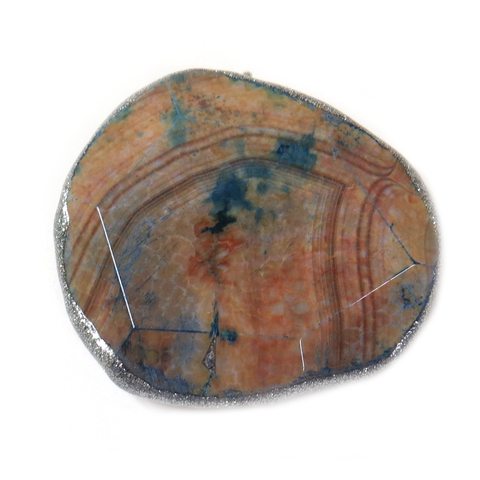 Faceted Glitter Agate Bead, Silver, 47x40mm - 1 piece