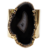 Cuff with Agate Black, Electroplated, 2 inches - 1 piece